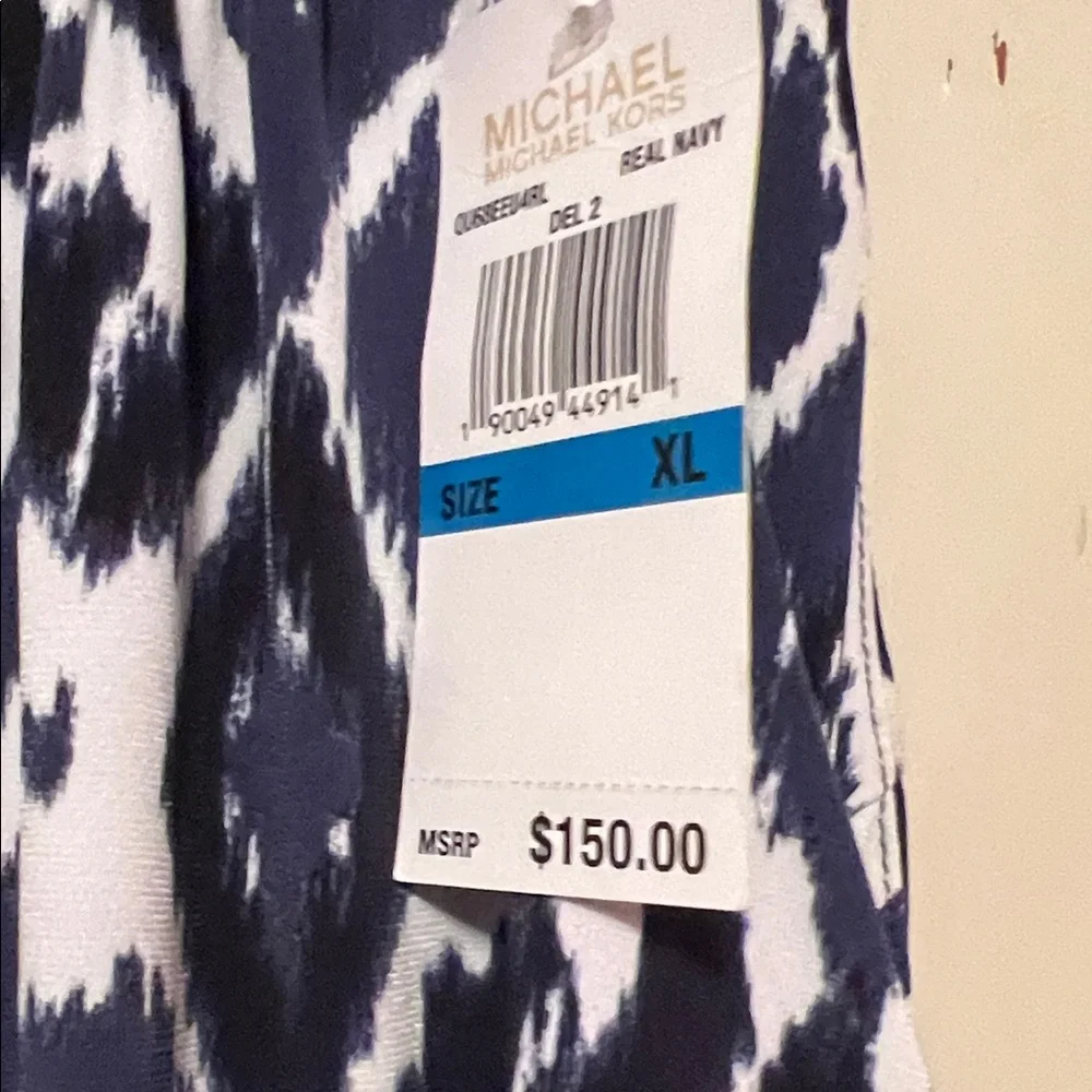 Michael Kors Navy and White Halter Maxi Dress